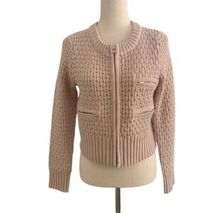 H&M Wool Blend Zip Cardigan S Blush Pink Preppy Soft Girl Vanilla Girl Pockets